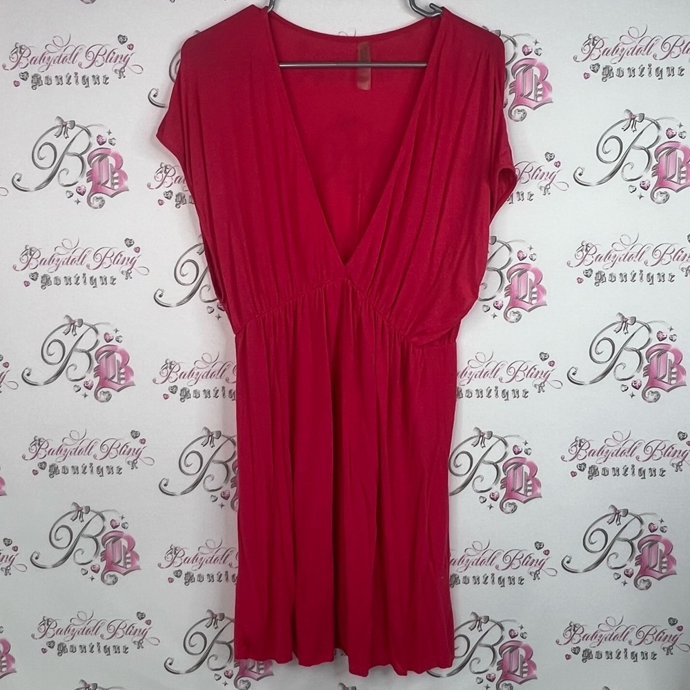 Victoria's Secret dress bright Vibrant Pink Vneck flowy comfy stretchy y2k